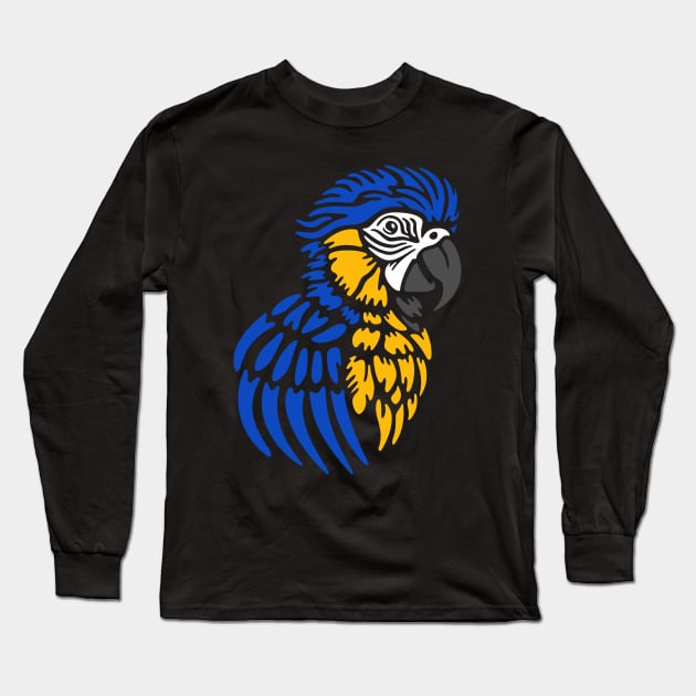 Blue Macaw Parrot Long Sleeve T-Shirt by NeverDrewBefore